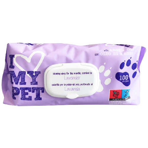 Salviette Detergenti Animali 100 salviette Lavanda I Love My Pet