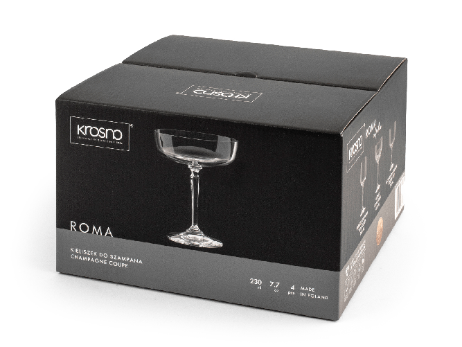 Confezione 4 coppe champagne Roma in vetro sonoro trasparente cl 23