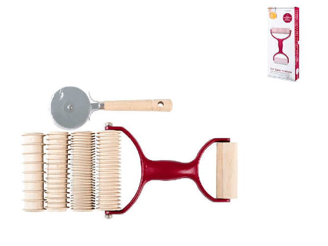Kit tagliapasta con impugnatura in alluminio e 4 rulli tagliapasta