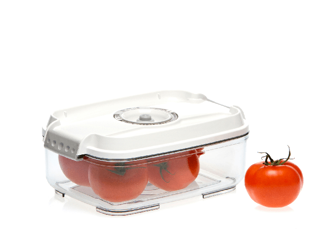 Home Contenitore Per Sottovuoto Rettangolare, Coperchio Bianco, 1,4Lt Status 157601 Rettangolare Scatola 1,4 L Trasparente, Bianco