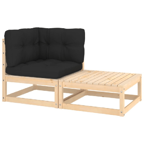VidaXL Set Divani da Giardino 2 pz con Cuscini Legno Massello Pino VidaXL 807293 panca da esterno Legno, Tessuto, Poliestere