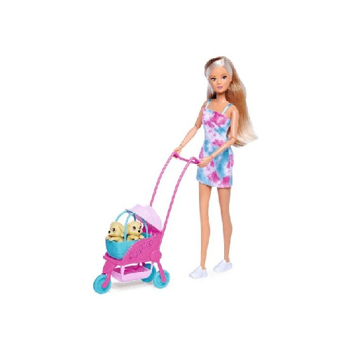 Simba Bambola Steffi Love Dog Buggy con Passeggino Cuccioli
