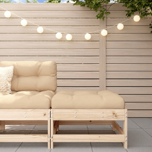 VidaXL Poggiapiedi da Giardino con Cuscino in Legno Massello di Pino VidaXL 825555 panca da esterno Legno