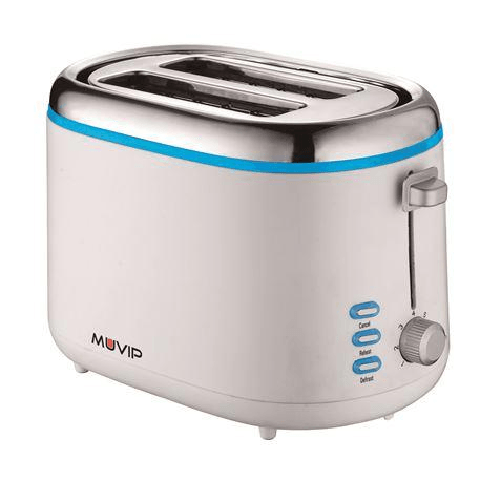 Tostapane Muvip Design 850W - Capacità per 2 Fette - 7 Livelli di Doratura - Funzione Scaldare Scongelare e Riscaldare - Arresto Automatico e Manuale