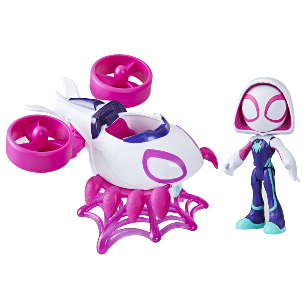 Hasbro Marvel Spidey e I Suoi Fantastici Amici, set Ghost Spider con elicottero, action figure con veicolo e accessorio Marvel Spidey e I Suoi Fantast