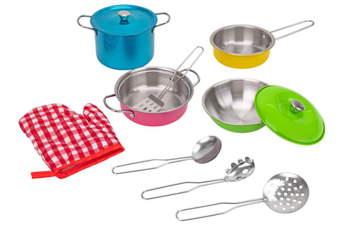 Globo PENTOLE IN METALLO CON ACCESSORI 11 PEZZI W'Toy Playset Chef Italia