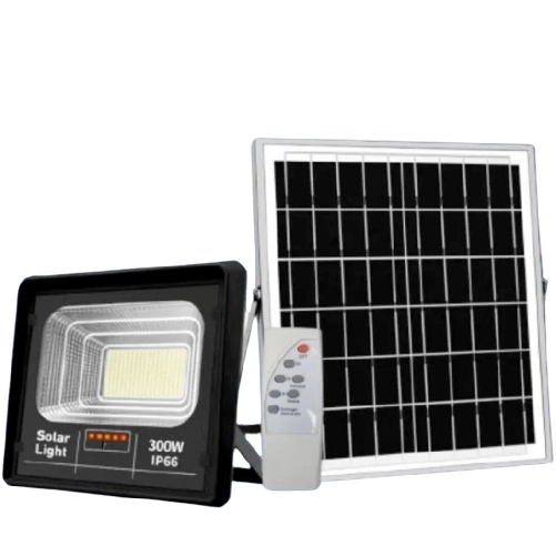 Trade Shop Traesio-faretto Luce Solare Con Pannello Fotovoltaico 300 W Ip65 Impermeabile Telecomando -