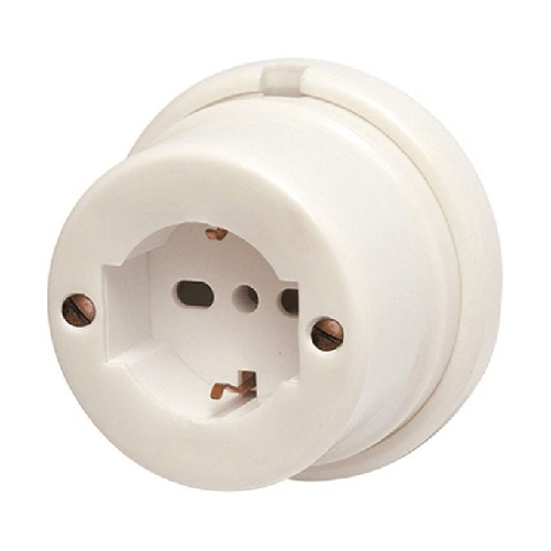 Brixo 40433 Presa Schuko per Impianti a Vista Porcellana 10-16A