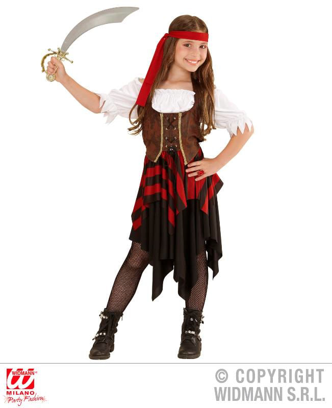 W WIDMANN MILANO Party Fashion WIDMANN Piratessa (Vestito, Corsetto, Fascia Per Testa) (128 Cm / 5-7 Years) WIDMANN Piratessa (Vestito, Corsetto, Fasc