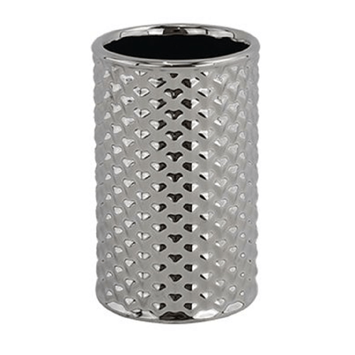 Bicchiere Porta Spazzolini Accessorio Silver Con Effetto Cuoricini Arredo Bagno 87818 -