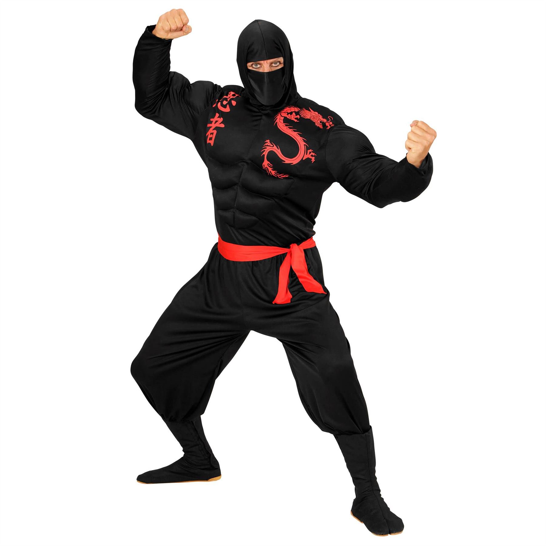 W WIDMANN MILANO Party Fashion WIDMANN Super Ninja Muscoloso (Camicia Muscoli Con Cappuccio, Mascherina, Pantaloni WIDMANN Super Ninja Muscoloso (Cami
