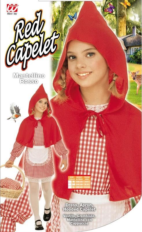 W Widmann Milano Party Fashion WIDMANN Mantellino Rosso (Vestito, Grembiule, Mantellina Con Cappuccio) WIDMANN Mantellino Rosso (Vestito, Grembiule, M