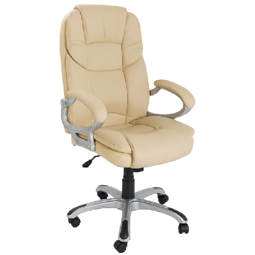 Poltrona regolabile e girevole da Ufficio Presidenziale direzionale ergonomica Modello Silky in ecopelle colore beige