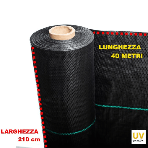 Telo professionale per pacciamatura anti alga/ erbacce in polipropilene 210cm x 40m - 100gr/mq