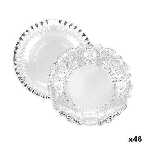 Vassoio per aperitivi Algon Argentato Rotonda 30 x 30 x 1,5 cm (48 Unità)