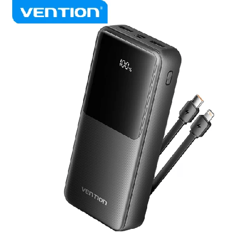 Vention Power Bank 20.000 mAh - Interfacce multiple - Elevata capacità di ricarica - Uscita totale 3 A - Colore nero