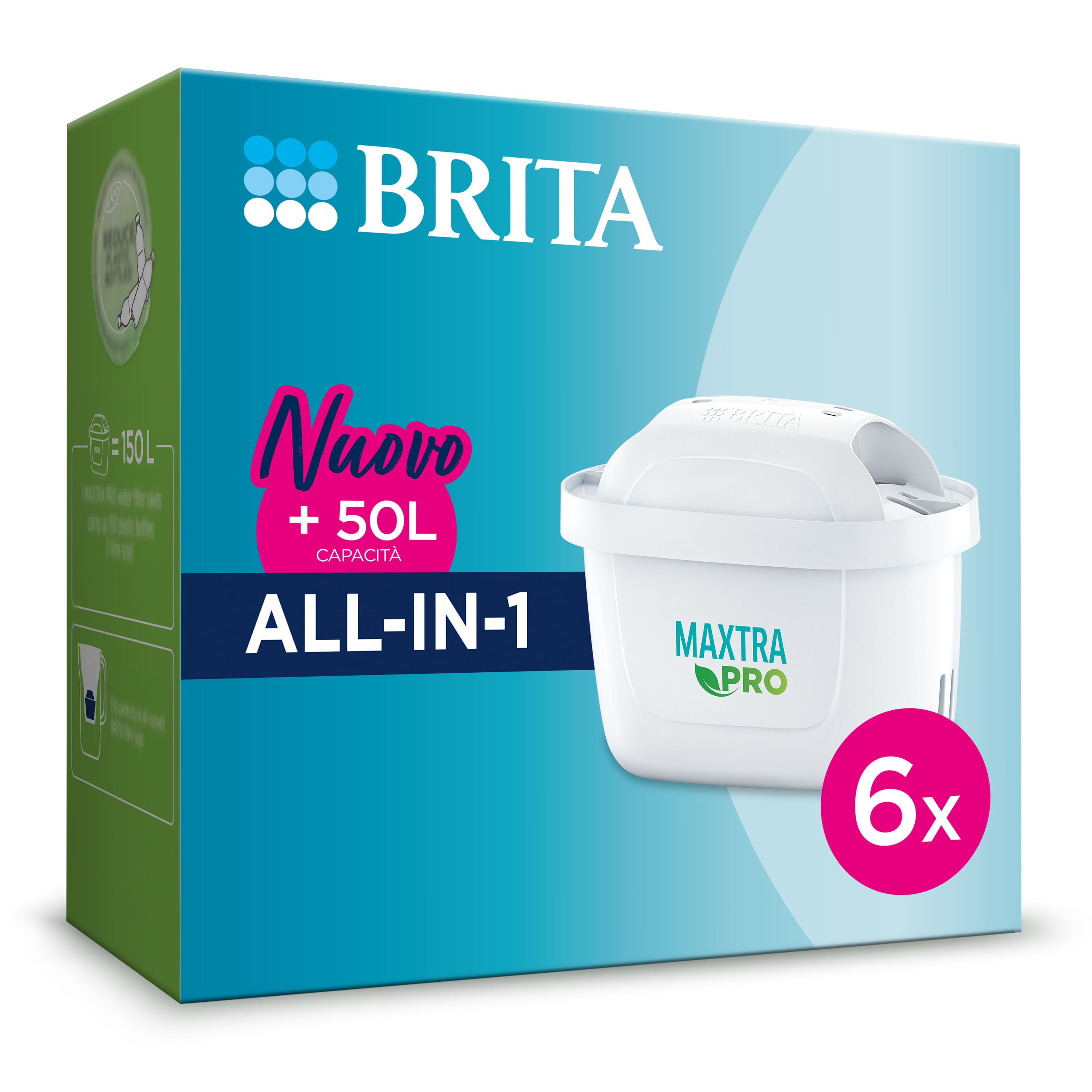 Brita Filtro per acqua MAXTRA PRO All-in-1 Pacchetto di risparmio semestrale da 6 filtri - NUOVO MAXTRA+ Riduce impurità, cloro, pesticidi e calcare p