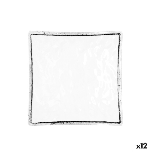 Piatto da pranzo Quid Select Filo Bianco Nero Plastica Quadrato 19 x 19 x 4,5 cm (12 Unità)