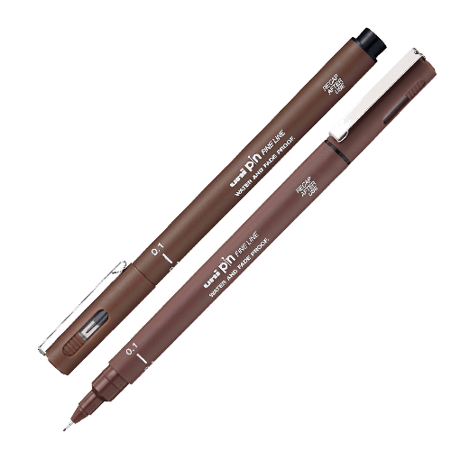 Uni-Ball UNI MITSUBISHI Pin fineliner seppia punta 0.1mm Uni Mitsubishi Uni-Ball Pin 01 penna tecnica Marrone 1 pz