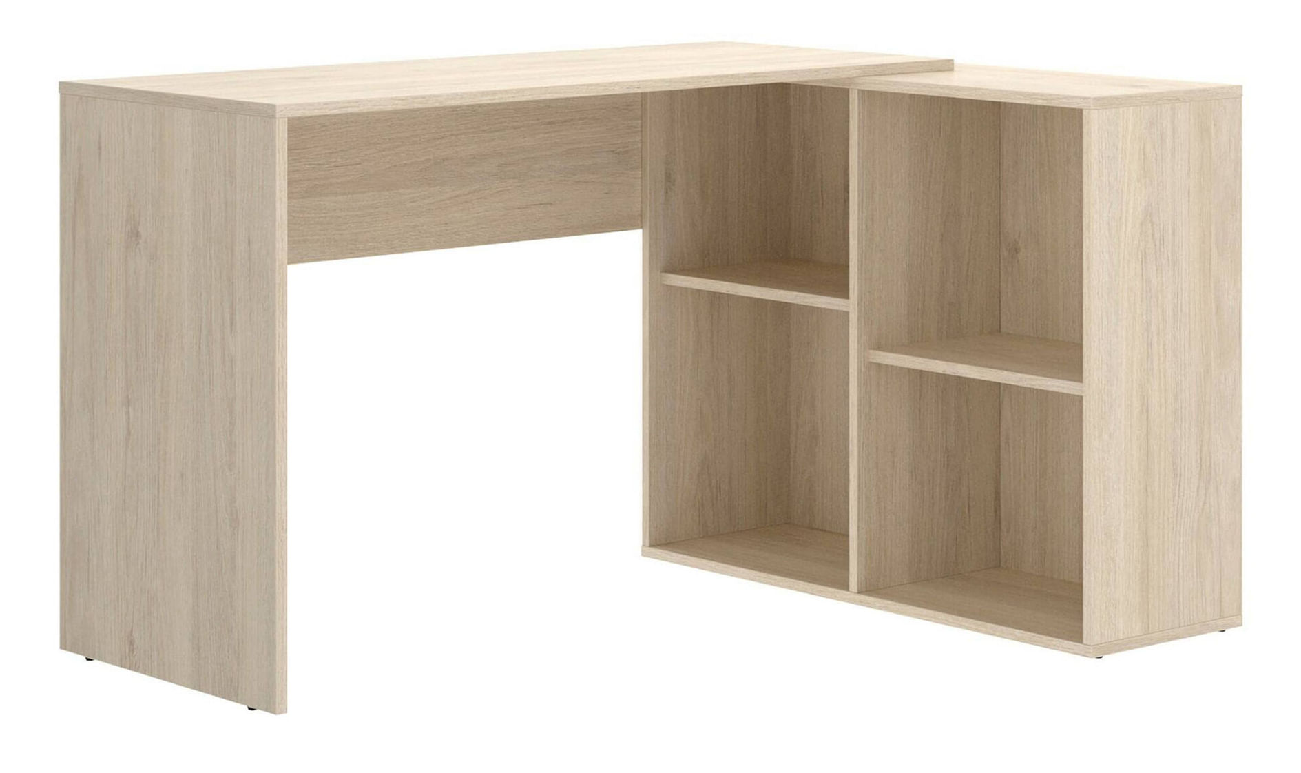 Dmora Scrivania Dkea, Scrittoio multiposizione da ufficio o cameretta, Tavolo da studio angolare con scaffali Dmora Dkea Colore quercia