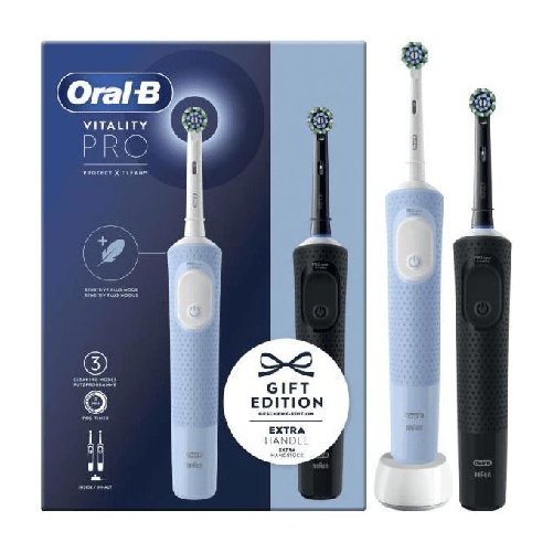 Braun Oral-B Vitality Pro Duo Adulto Spazzolino rotante-oscillante Nero, Blu, Bianco Oral-B Vitality Pro Duo Adulto Spazzolino rotante-oscillante Nero