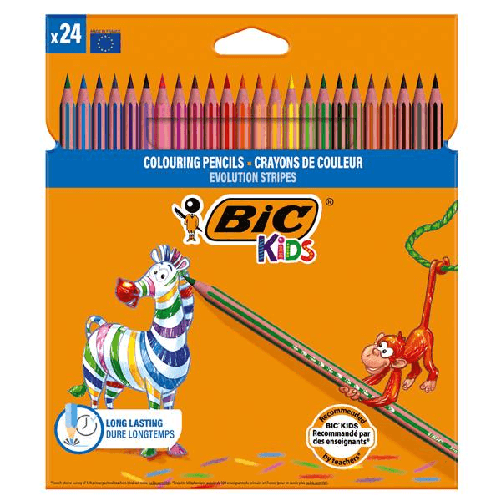 BIC KIDS Astuccio 24 matite Evolution Stripes colori assortite BIC BIC 9505251 pastello colorato Colori assortiti 24 pz