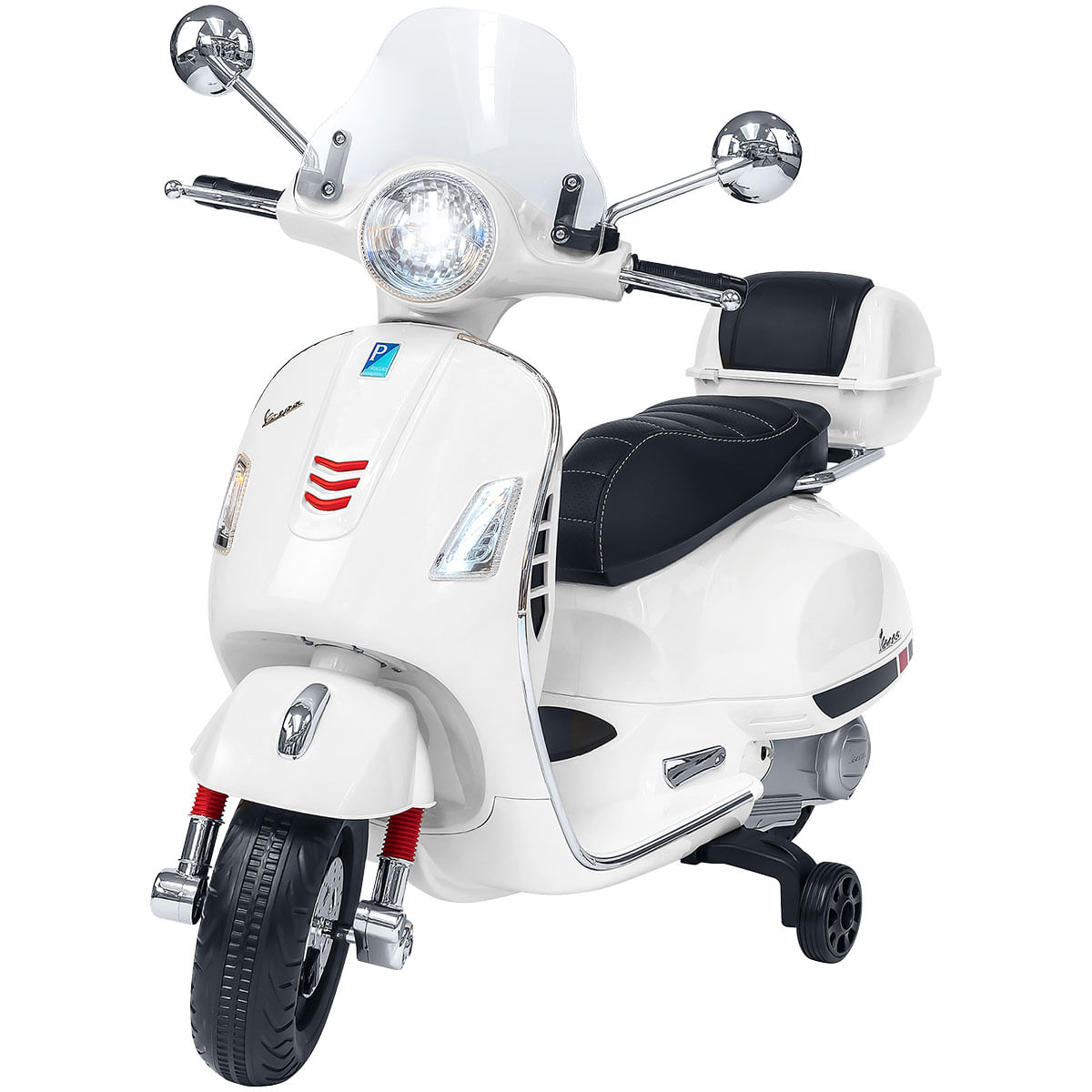 Globo E-Spidko Vespa GTS Super Sport a batteria 12V, colore bianco, mis. 102 x 75 x 51 cm GLOBO VESPA GTS SUPER SPORT BIANCA
