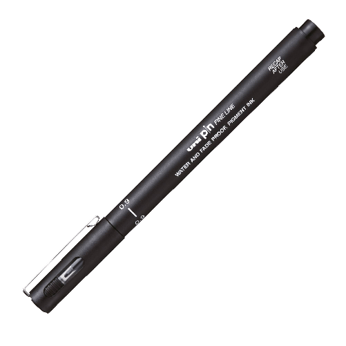Uni-Ball UNI MITSUBISHI Pin fineliner nero punta 0.9mm Uni Mitsubishi Uni-Ball Pin Brush penna tecnica Nero 1 pz