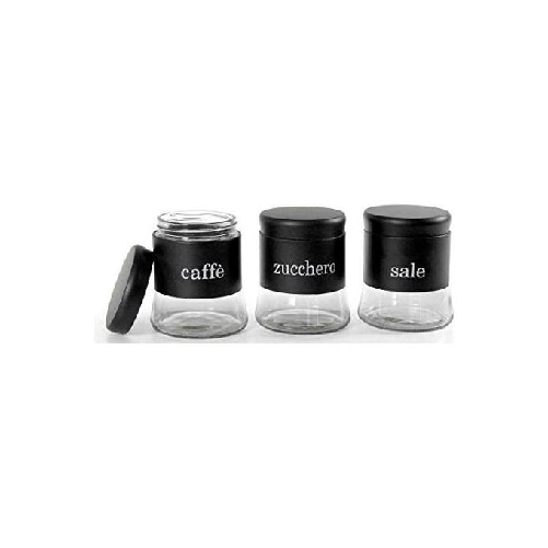 Gicos Utilissimi Barattolo in Vetro Nero 3 Pezzi