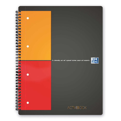 OXFORD Maxi spiralato 240X297mm 5mm c/margine 80gr 80fg Activebook OXFORD Oxford Activebook quaderno per scrivere A4 80 fogli Nero