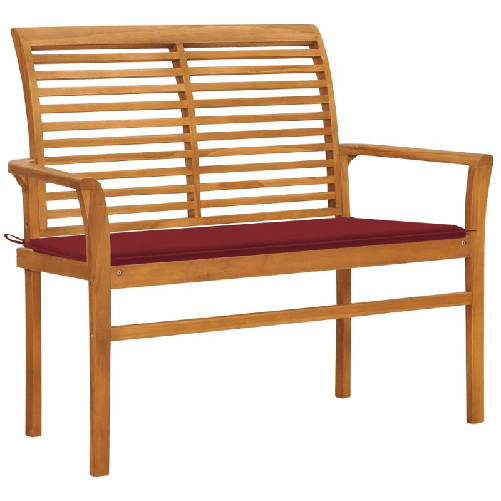 VidaXL Panca da Giardino con Cuscino Rosso Vino 112 cm Legno di Teak VidaXL 3062658 panca da esterno Legno