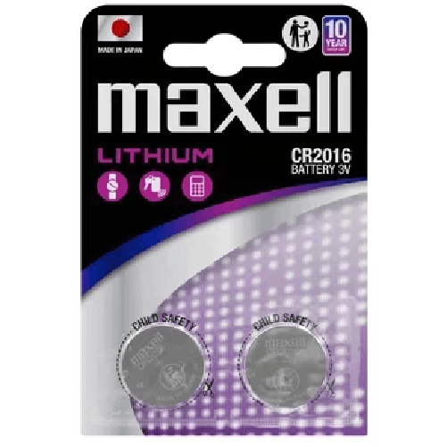 Maxell Confezione da 2 batterie a bottone al litio CR2016 da 3 V