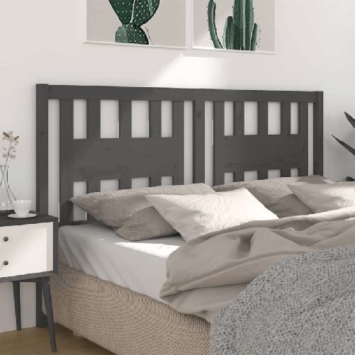 VidaXL Testiera per Letto Grigia 206x4x100cm in Legno Massello di Pino VidaXL 818692 testiera e pedana Grigio