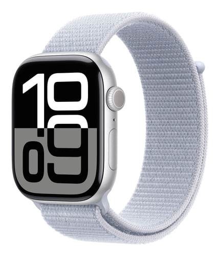 Apple Watch Series 10 Serie 10 GPS + Cellular 46mm Cassa in Alluminio Color Argento con Blu tempesta Sport Loop