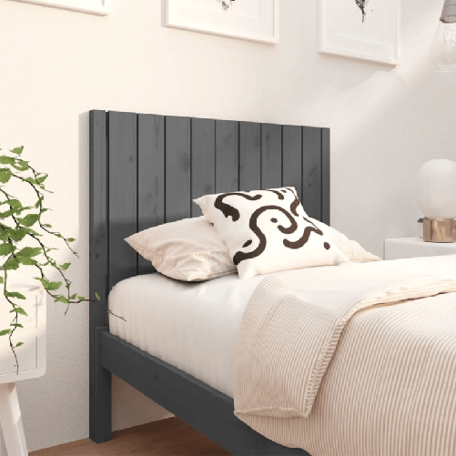 VidaXL Testiera per Letto Grigia 95,5x4x100 cm Legno Massello di Pino VidaXL 818852 testiera e pedana Grigio