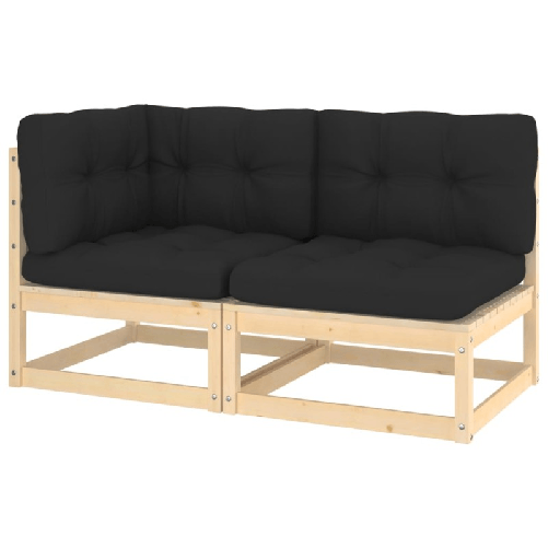 VidaXL Set Divani da Giardino 2 pz con Cuscini Legno Massello Pino VidaXL 807292 panca da esterno Legno, Tessuto, Poliestere