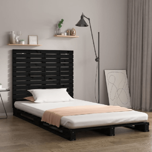 VidaXL Testiera da Parete Nera 146x3x91,5 cm in Legno Massello di Pino VidaXL 824687 testiera e pedana Nero
