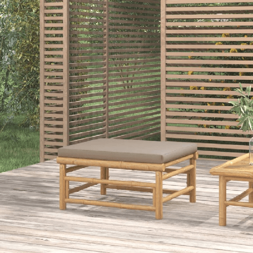 VidaXL Poggiapiedi da Giardino con Cuscino Tortora in Bambù VidaXL 362288 panca da esterno Bamboo