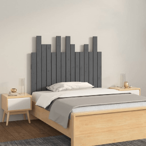 VidaXL Testiera da Parete Grigia 95,5x3x80cm in Legno Massello di Pino VidaXL 824785 testiera e pedana Grigio