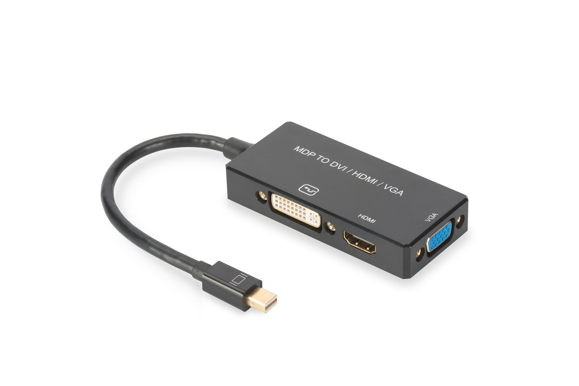 Assmann Adattatore Video 3 in 1 Connettore Mini DP Maschio a Hdmi Dvi e Vga Digitus Cavo convertitore Mini DisplayPort 3in1