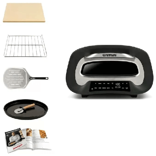 G3 Ferrari G10186 Pronto Pizza 2 Minuti Forno Pizza Termostato Regolabile fino a 430° Display Digitale Pietra Refrattaria Pareti Fredde Nero