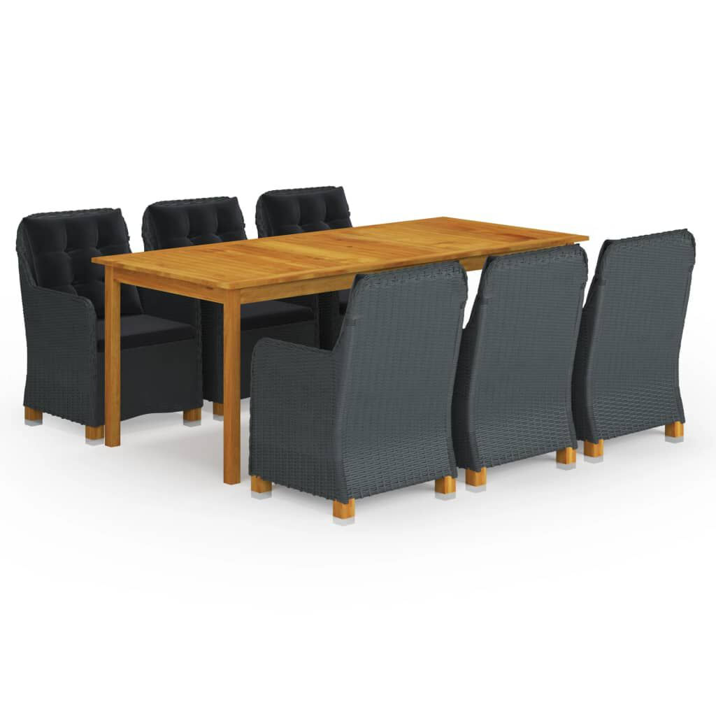 VidaXL Set Mobili da Pranzo per Giardino 7 pz Grigio Scuro VidaXL 3067939 set mobili da esterno