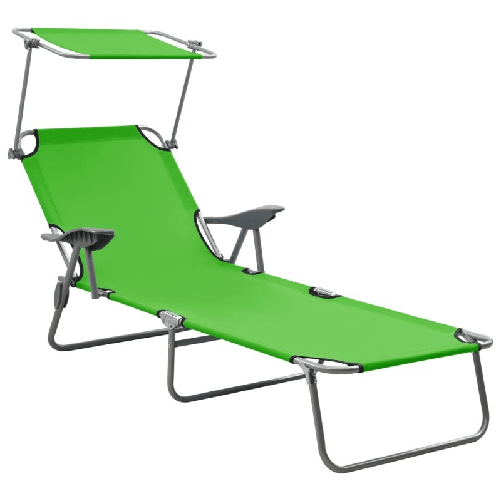 VidaXL Lettino Prendisole con Baldacchino in Acciaio Verde VidaXL 310335 sedia da esterno