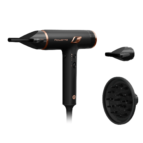 Rowenta Nano Asciugacapelli Brushless Compatto ad Alta Velocità, Boost di Ioni Antistatici e Sensore di Temperatura per Capelli Setosi e Luminosi, 3 I