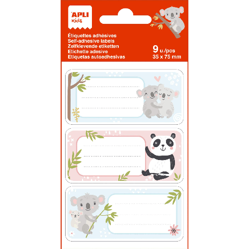 Tag adesivi della scuola Appli Koala - Taglia 81x36mm - 9 etichette per sacchetti - adesivo permanente di alta qualità