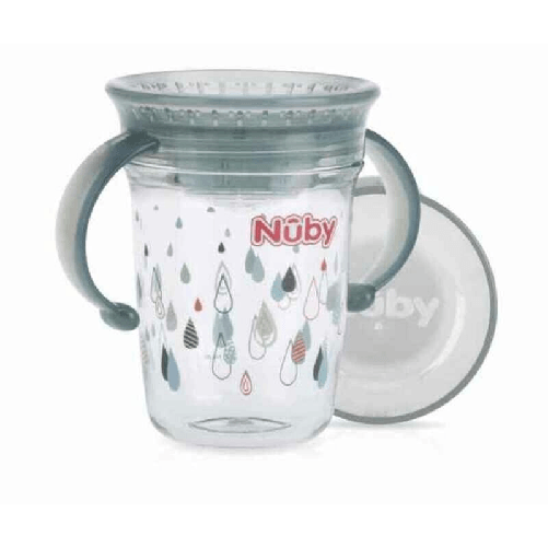 Bicchiere di Apprendimento Nûby NV0414019GREY + 6 Mesi 360o Grigio 240 ml