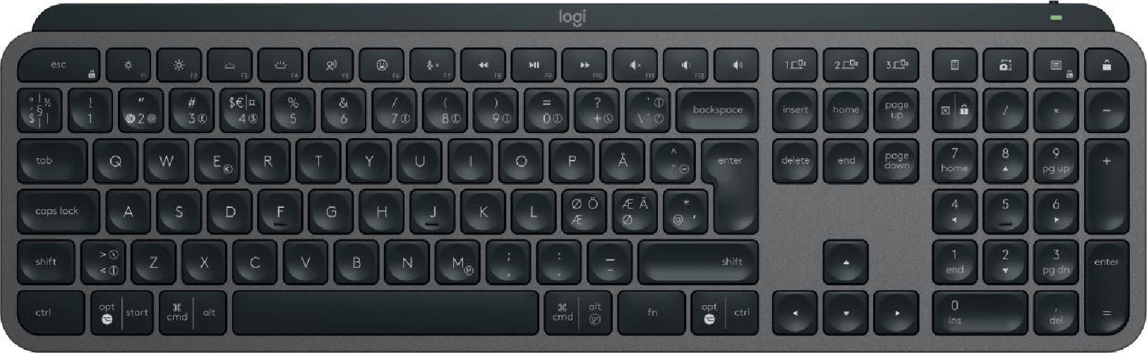 Logitech MX Keys S tastiera RF senza fili + Bluetooth QWERTY Danese, Finlandese, Norvegese, Svedese Grafite (MX Keys S k