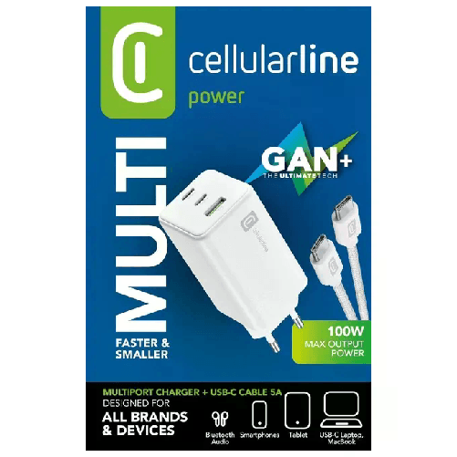 Cellular Line Cellularline Multipower 100W Kit - Smartphone, tablet e laptop Caricabatterie da rete USB Cellularline Multipower 100W Kit - Smartphone,