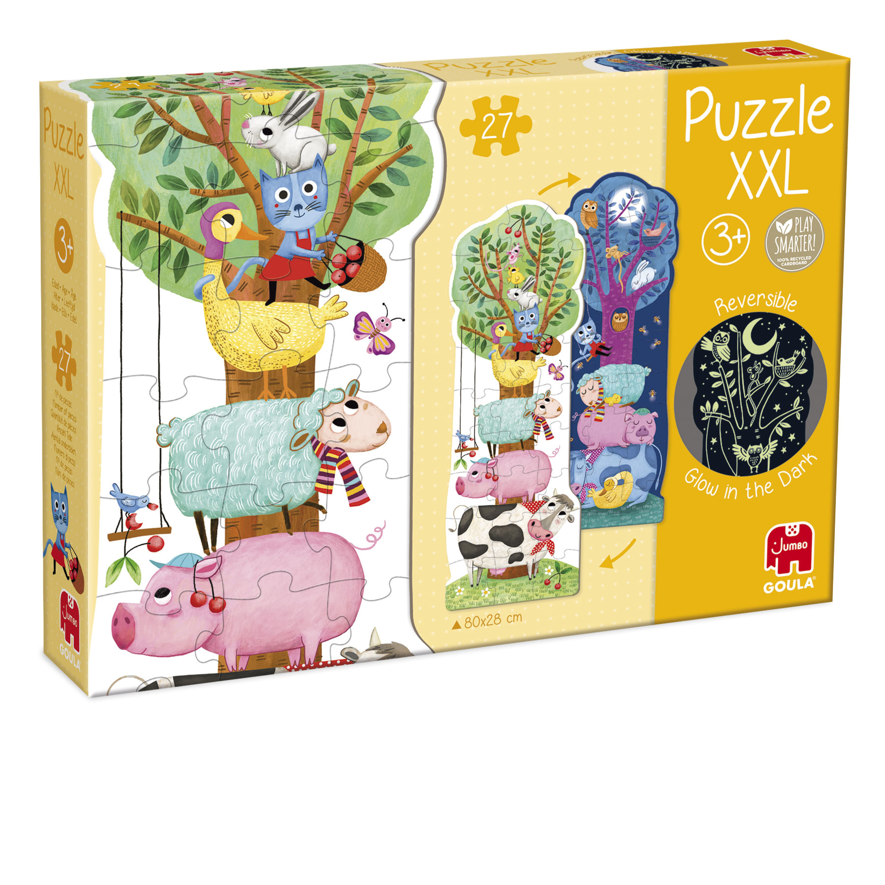 Goula Puzzle Goula XXL Fosforescente Fattoria Reversibile 80 x 28 cm 27 Pezzi