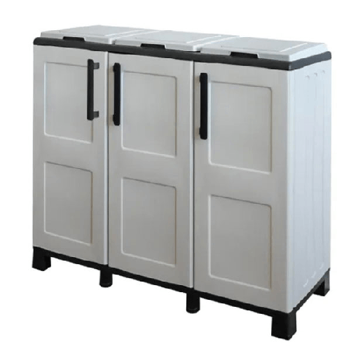 Pidema:Armadio da giardino per raccolta differenziata dei rifiuti - Armadietto pattumiera amazon tre ante a prezzi scontati